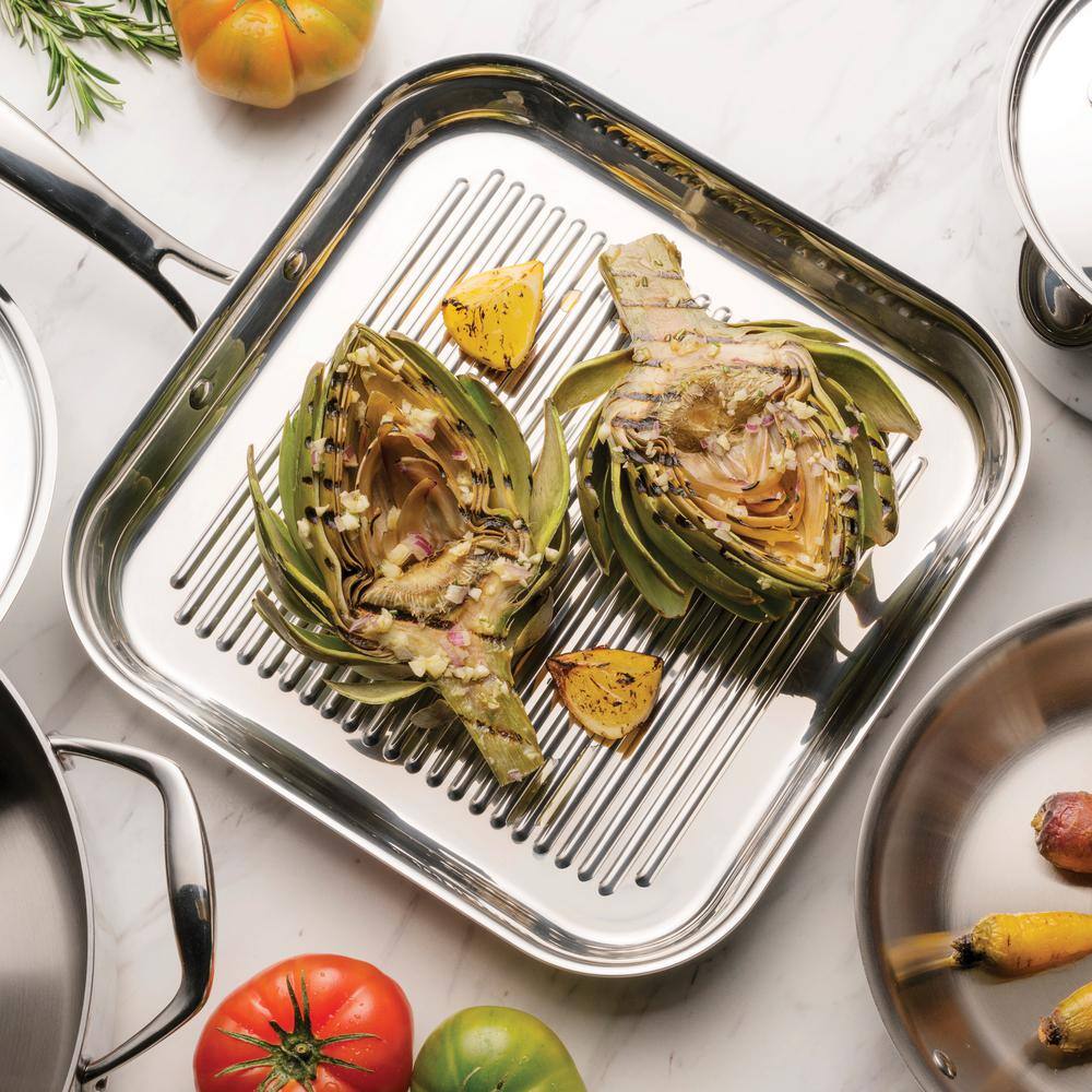Tramontina Gourmet Tri-Ply Clad 11 in. Stainless Steel Grill Pan