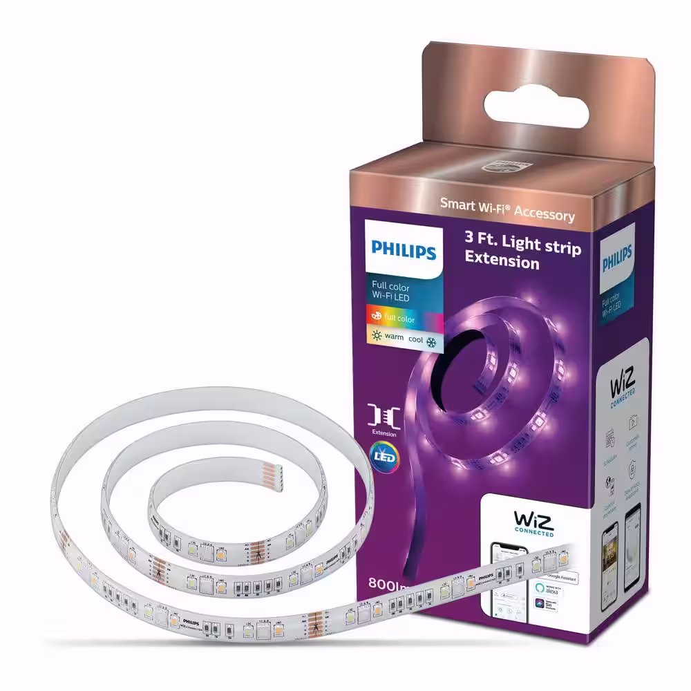 Philips 3.3 ft LED Smart Wi-Fi Color Changing Light Strip Extension Powered by WiZ with Bluetooth (4-Pack)