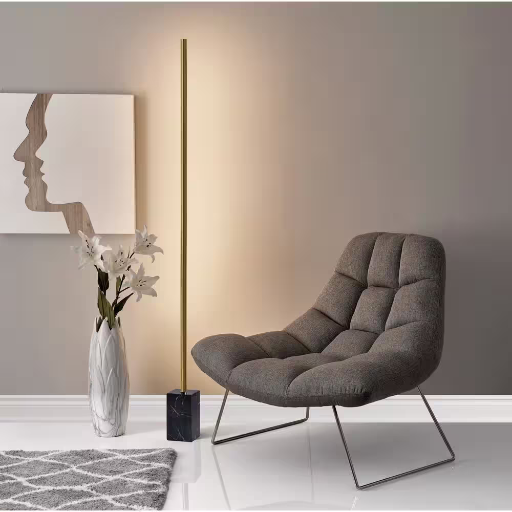 Adesso Felix 65 in. Integrated LED Brass Wall Washer Lamp