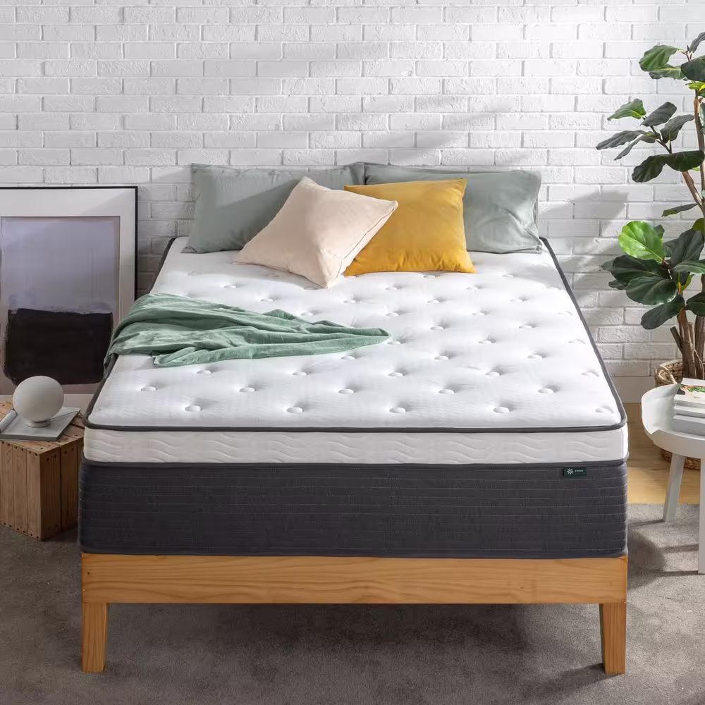 Zinus Comfort Essential 13 in. Medium Hybrid Euro Top Full Pocket Spring Mattress