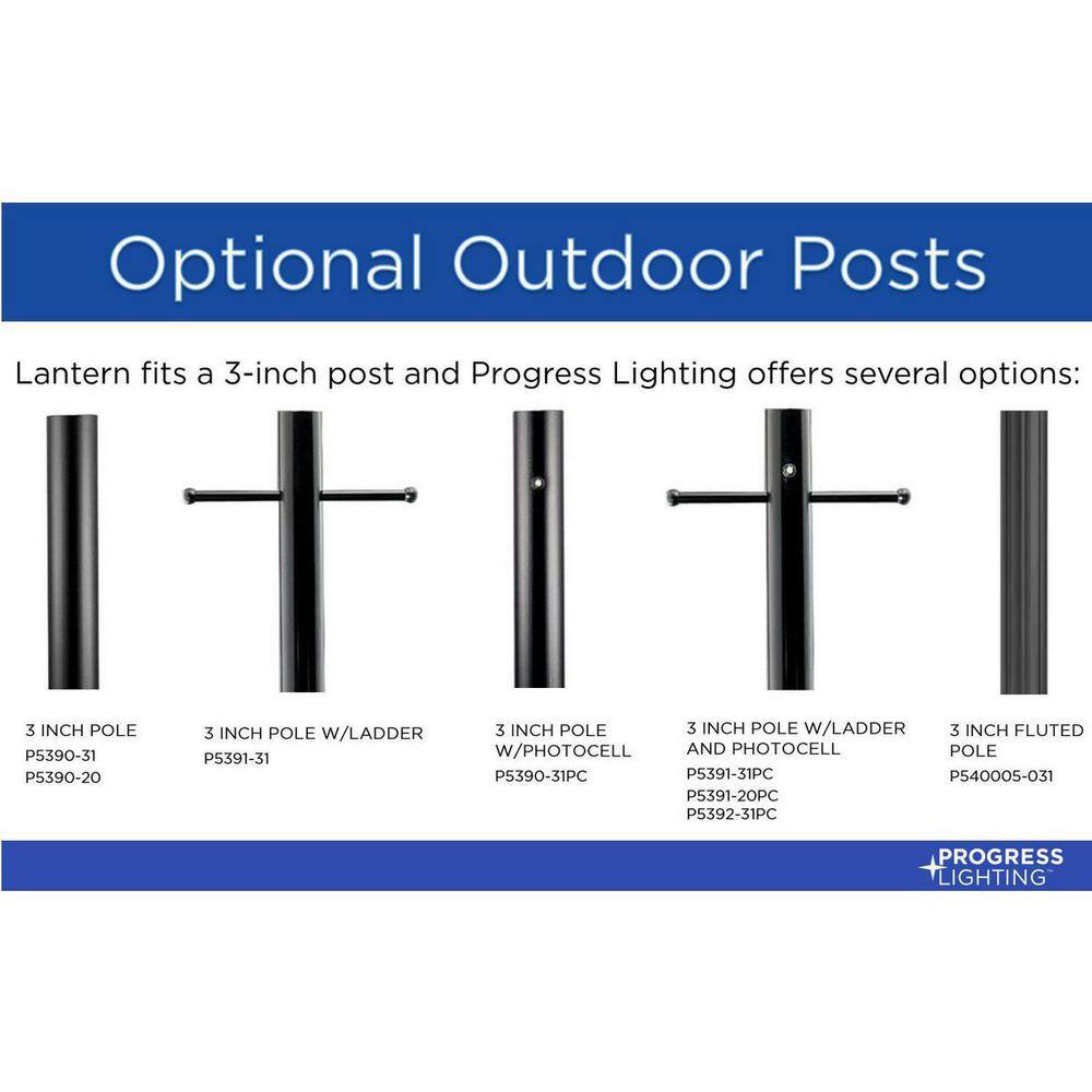 Progress Lighting Benton Harbor Collection 1-Light Textured Black Clear Glass Urban Industrial Outdoor Post Lantern Light