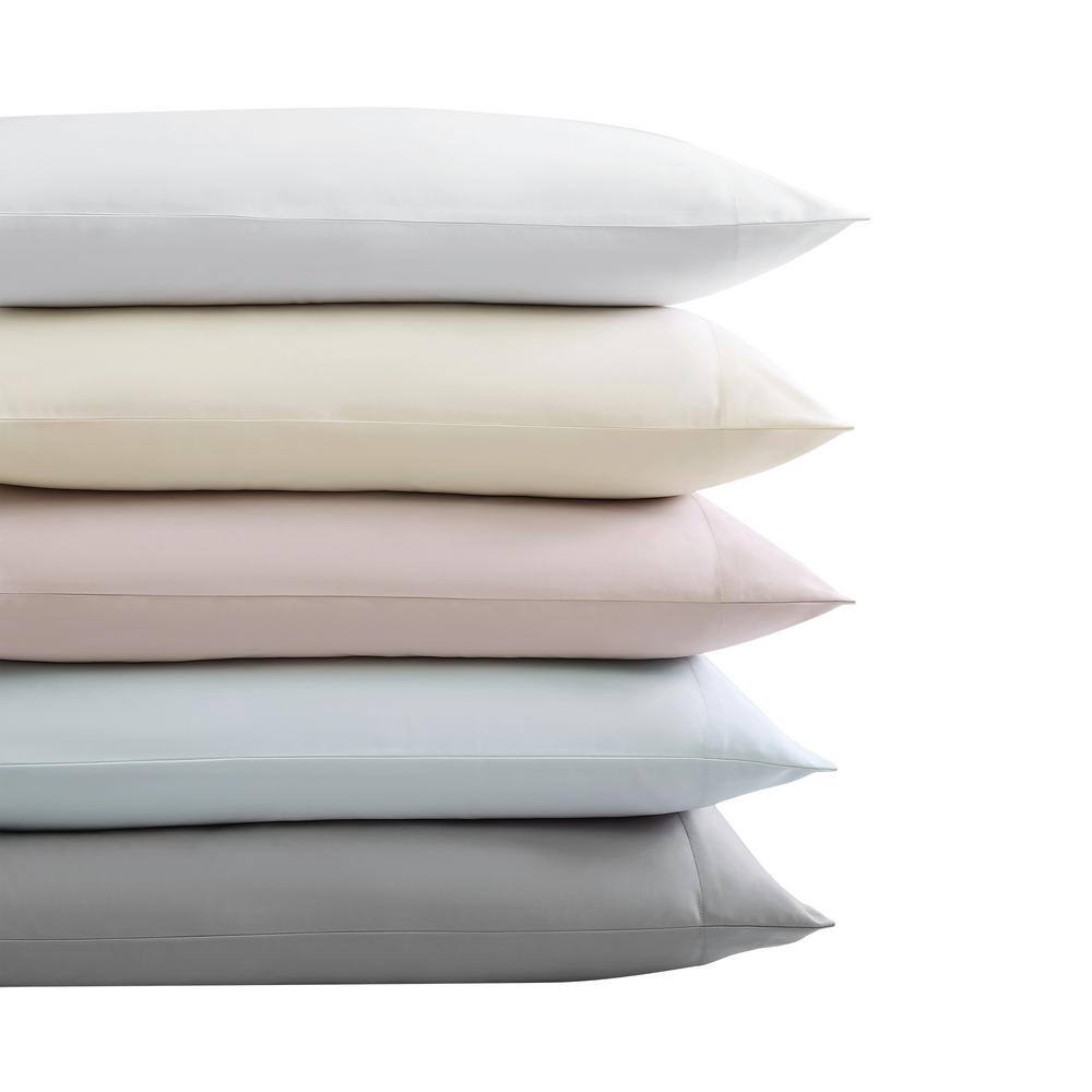 VERA WANG Solid 800-Thread Count 2-Piece Gray Sateen Cotton Blend Queen Pillowcase Pair