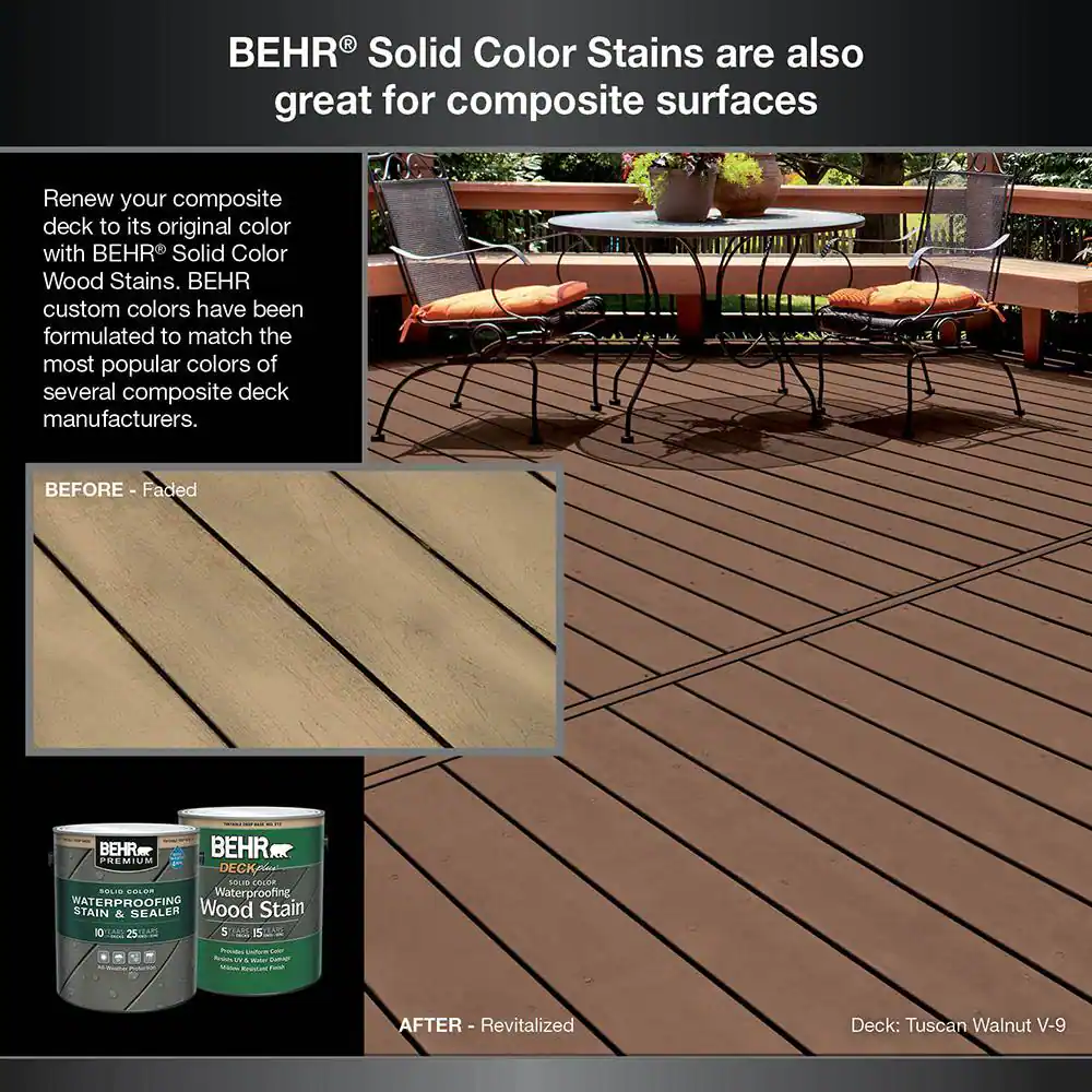 BEHR PREMIUM 1 gal. #SC-117 Russet Solid Color Waterproofing Exterior Wood Stain and Sealer