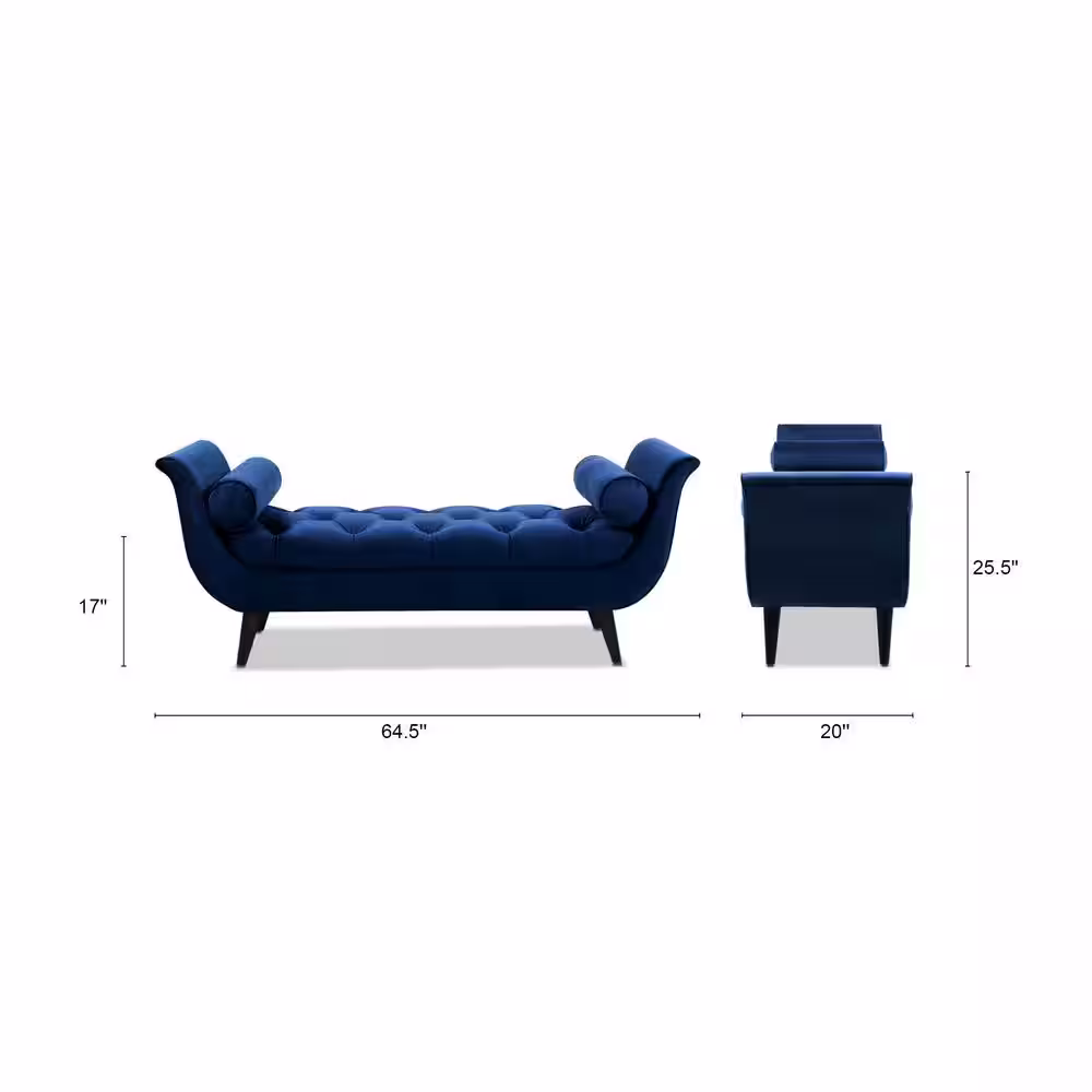 Jennifer Taylor Alma Navy Blue Tufted Entryway Bench
