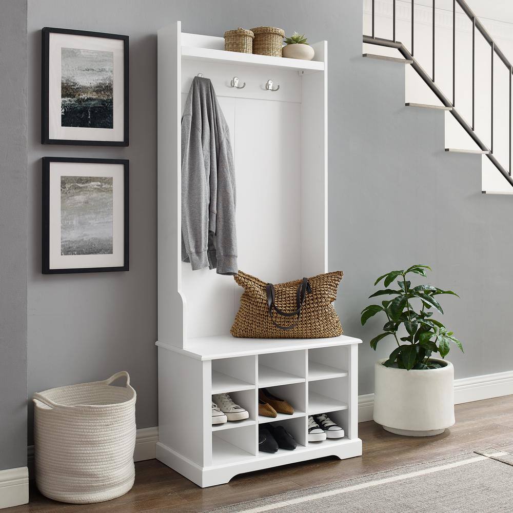 CROSLEY FURNITURE Anderson White Shoe Storage Hall Tree