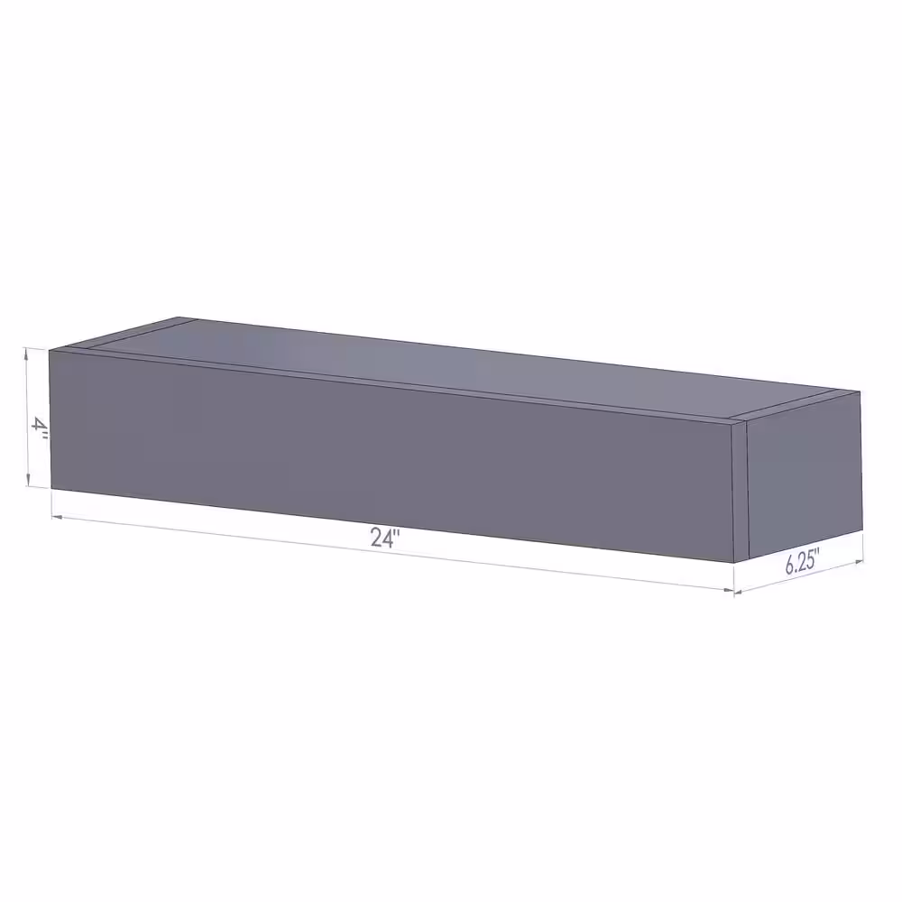 None 6.25 in. x 24 in. x 4 in. Walnut Solid Wood Floating Decorative Wall-Shelf with Brackets (Set of 2)