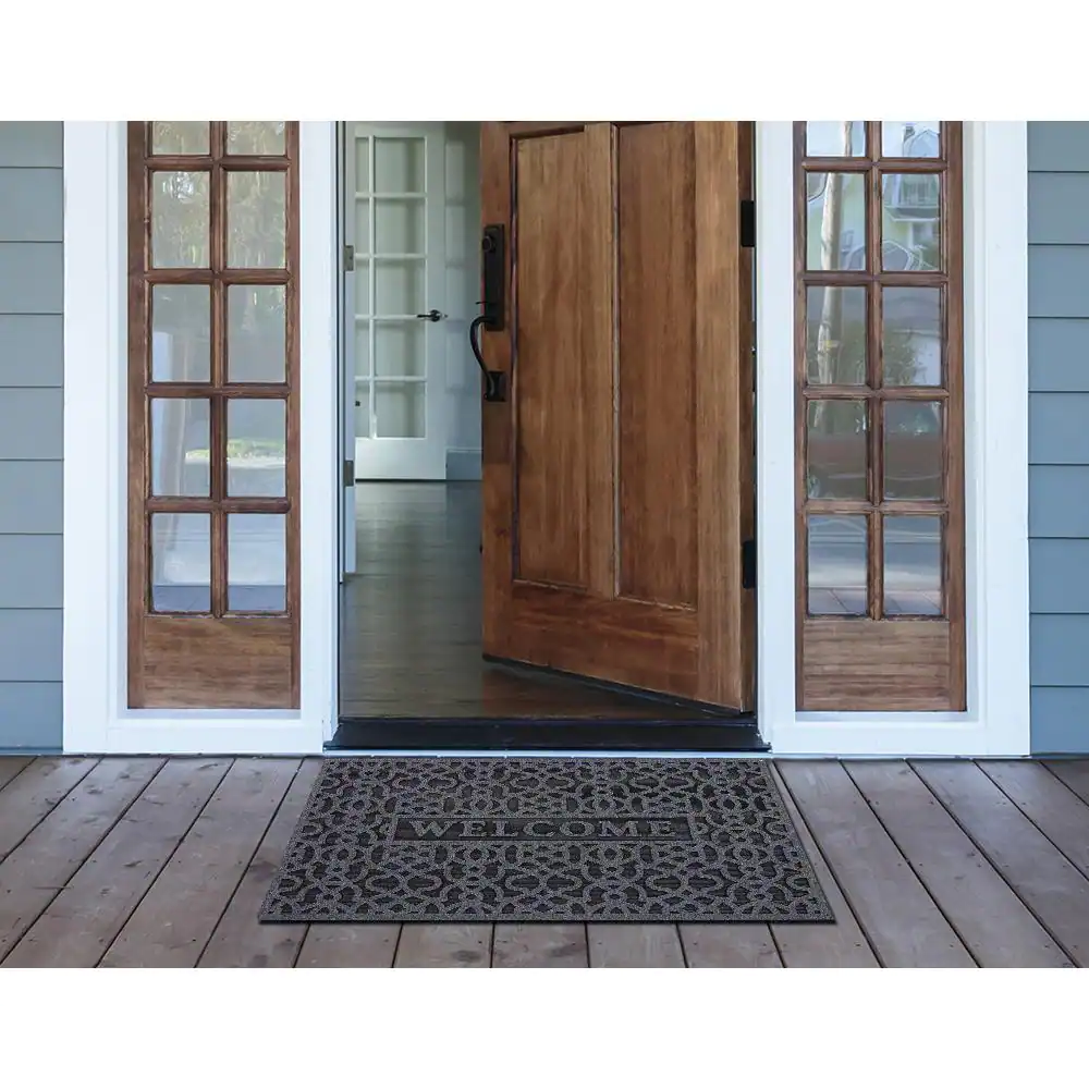 TrafficMaster Geo Welcome Charcoal 24 in. x 36 in. Door Mat