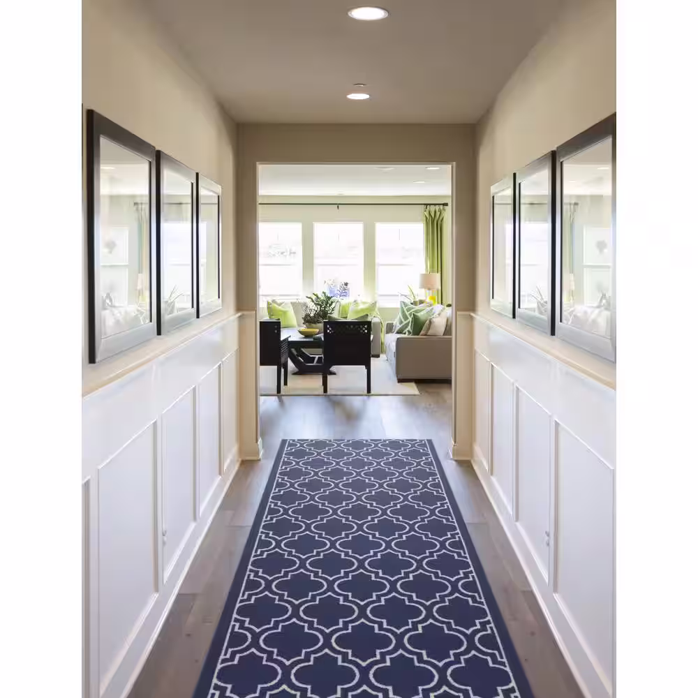 TrafficMaster Trellis Navy 2 ft. 2 in. x Your Choice Length Roll Runner