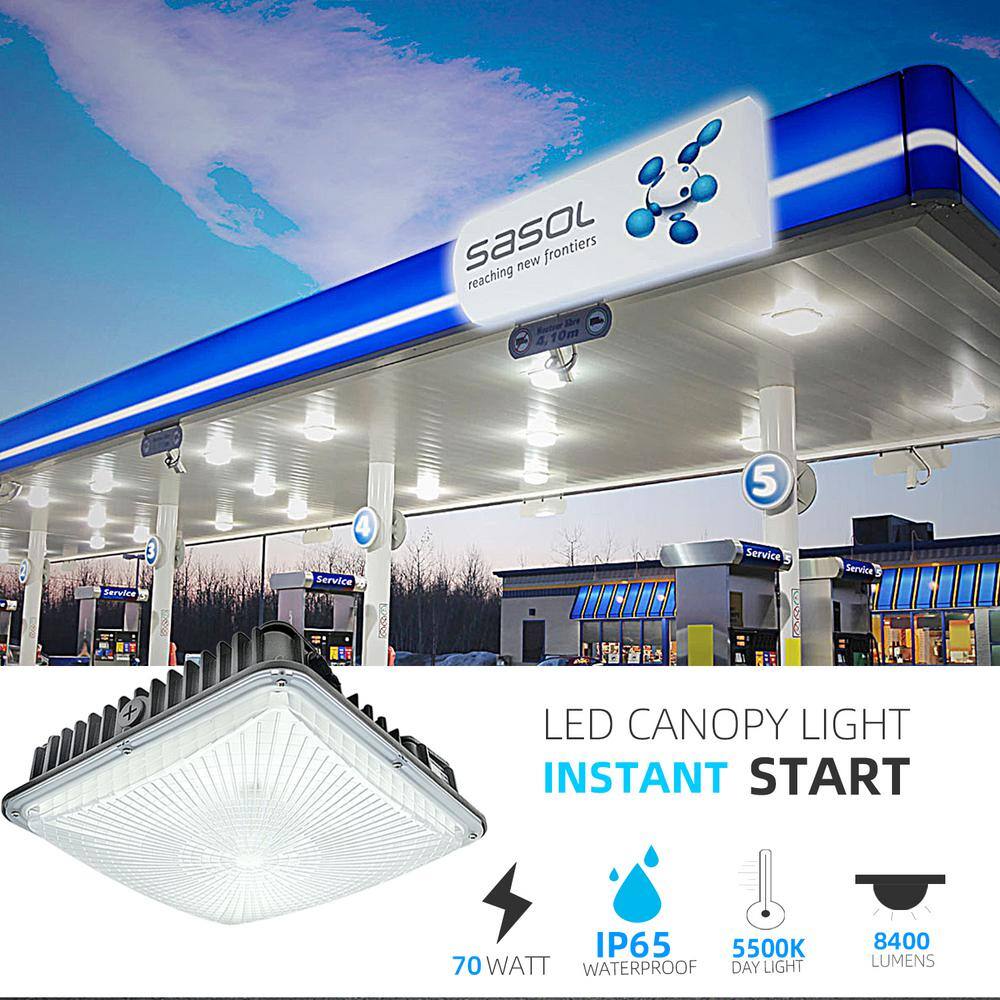 None 300-Watt Equivalent Integrated LED Outdoor Security Lighting 8400 Lumens, Canopy Light and Area Light 5500k