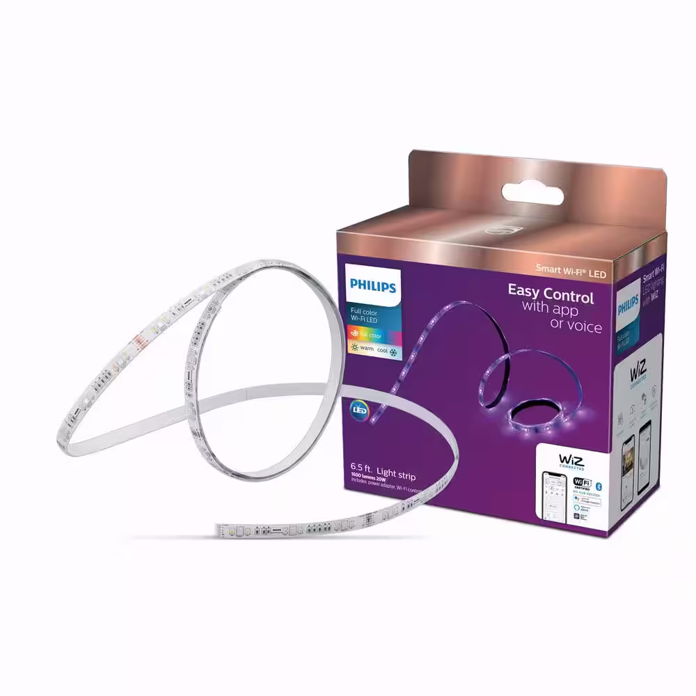 Philips 6.6 ft LED Smart Wi-Fi Color Changing Light Strip Base Kit Powered by WiZ with Bluetooth (4-Pack)