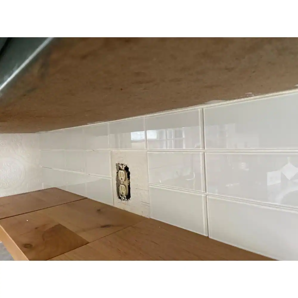 Art3dwallpanels 6 in. D x 3 in. W x 1/6 in. H Peel and Stick Glass Backsplash Tile for Kitchen in White Subway Tile