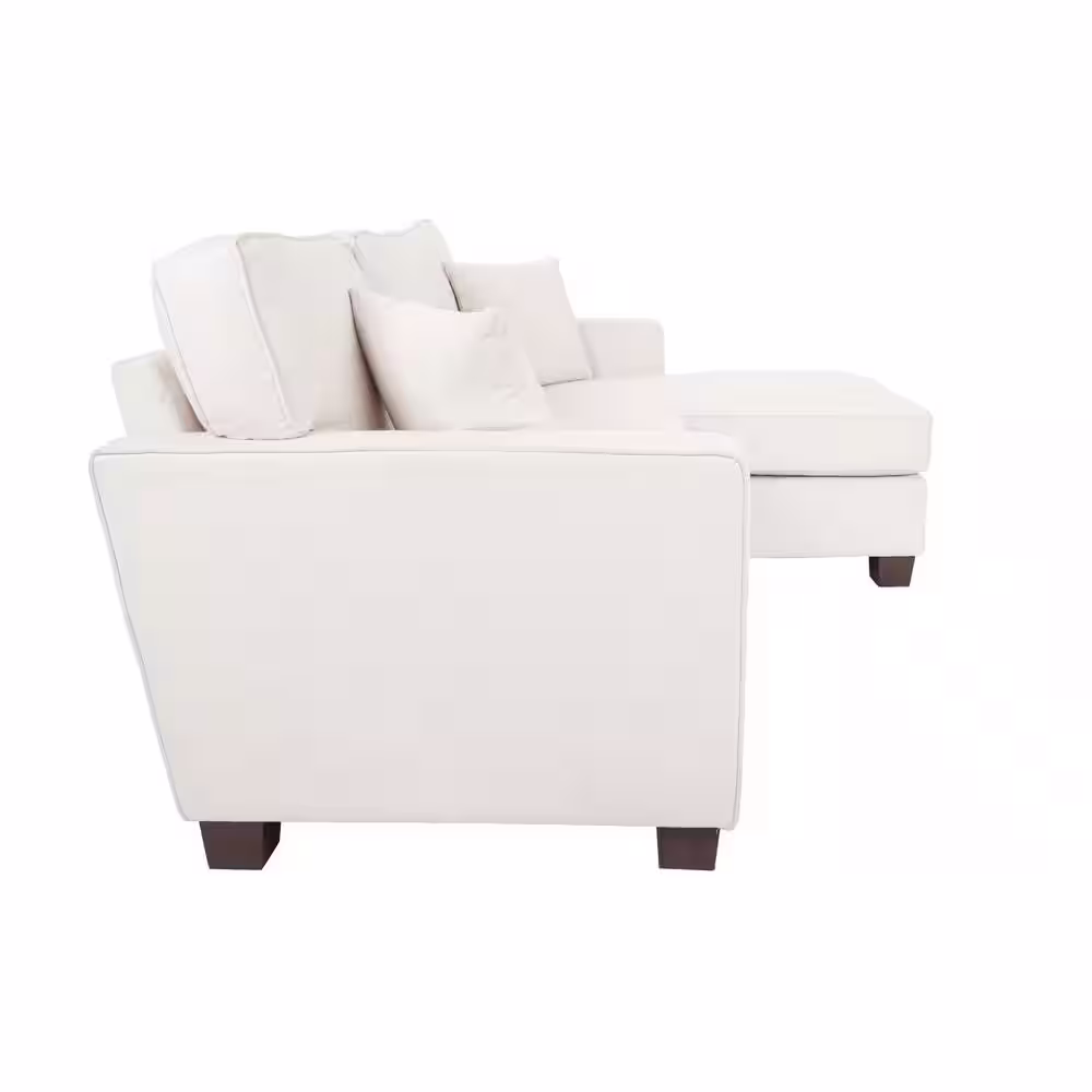 OSP Home Furnishings Russell 2-Piece Ivory Polyester L-Shaped Sectional Sofa with Removable Cushions