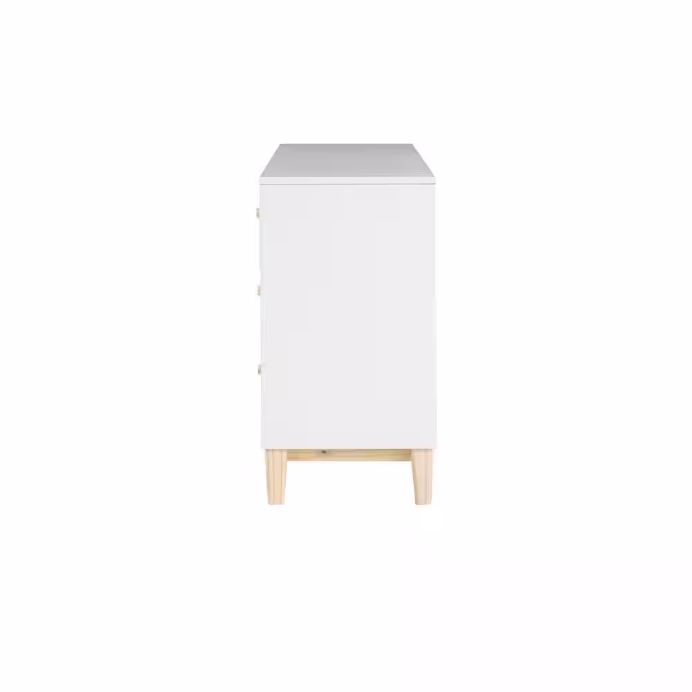 Alaterre Furniture MOD 60 in. W 6-Drawer White Double Dresser 34 in. H x 60 in. W x 17.5 in. D