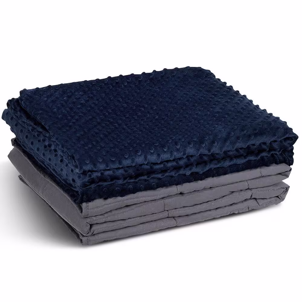 Gymax 20 lbs. 60 in. x 80 in. Weighted Blanket Sleeping Helper Removable Soft Crystal Cover with Glass Bead