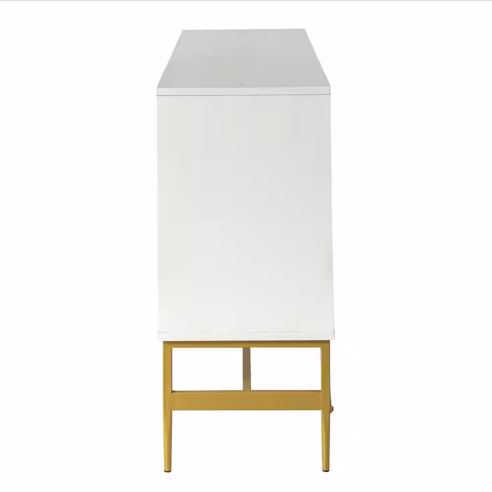 JAYDEN CREATION Wemher White 65 in. Wide Sideboard with Adjustable Shelves