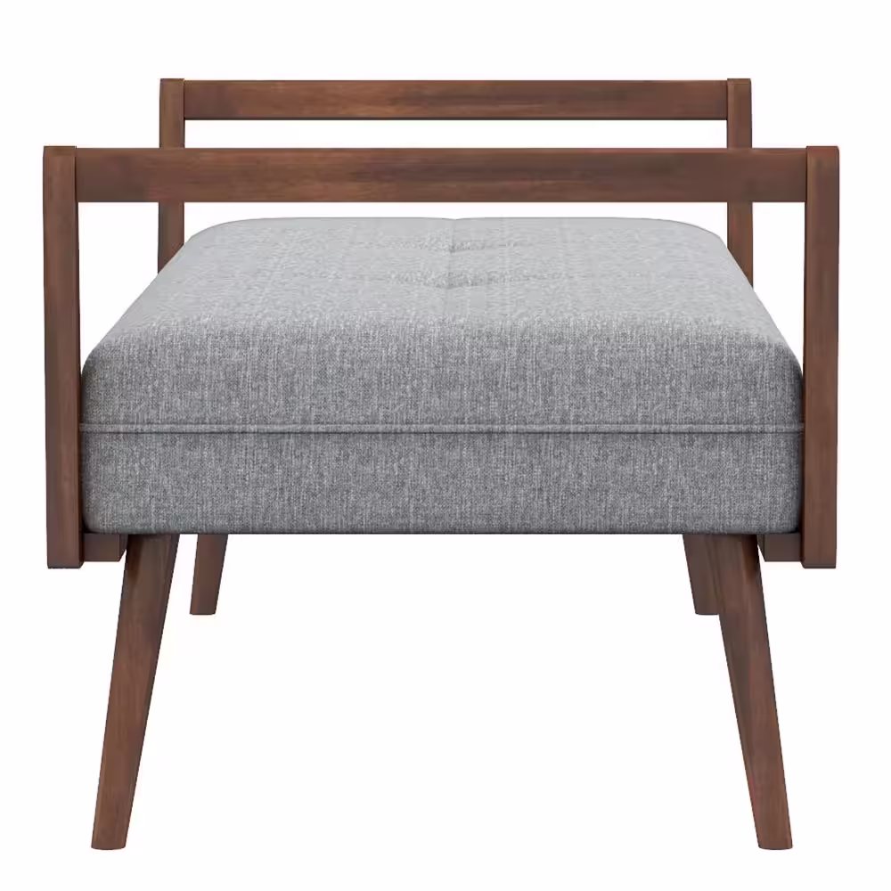 Ashcroft Furniture Co Poppy Mid Century Modern Rectangular Fabric Upholstered Bench in Gray (20.2 in. H x 51.2 in. W x 19.5 in. D)