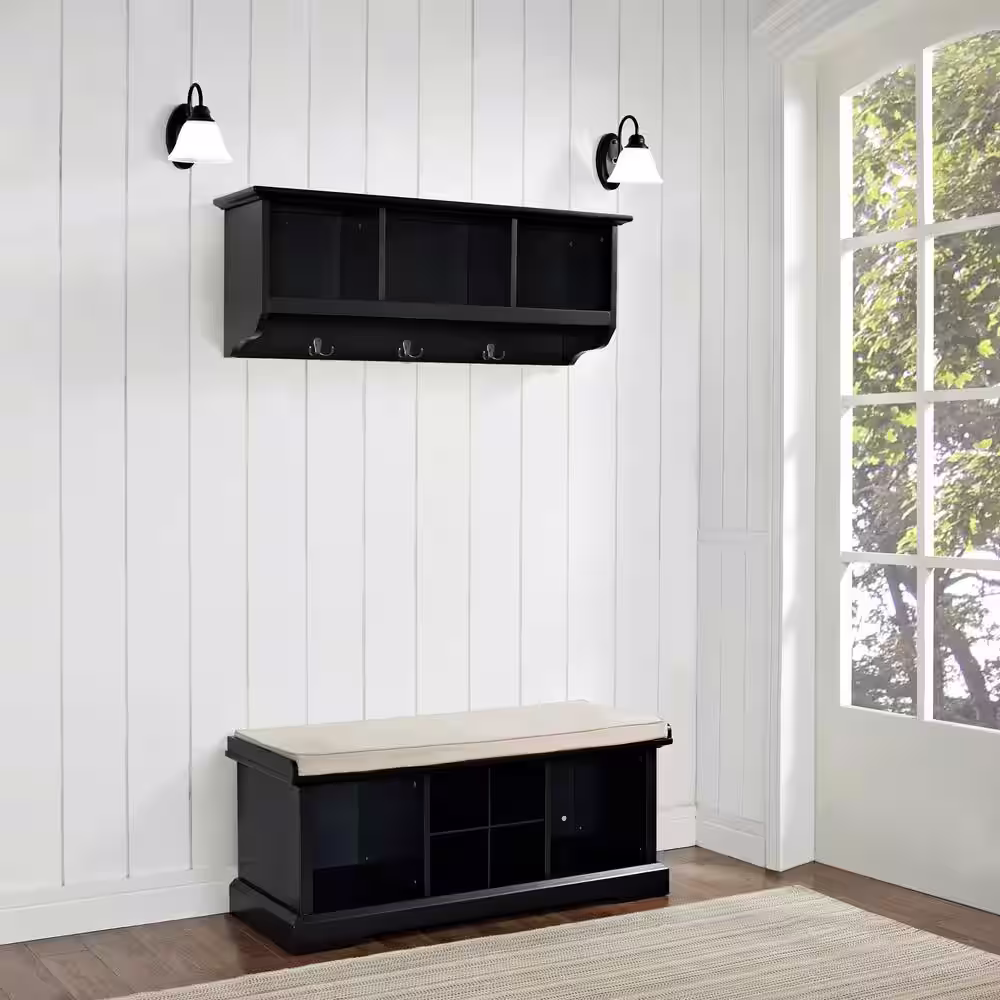 CROSLEY FURNITURE Brennan Entryway Bench with Shelf Set in Black