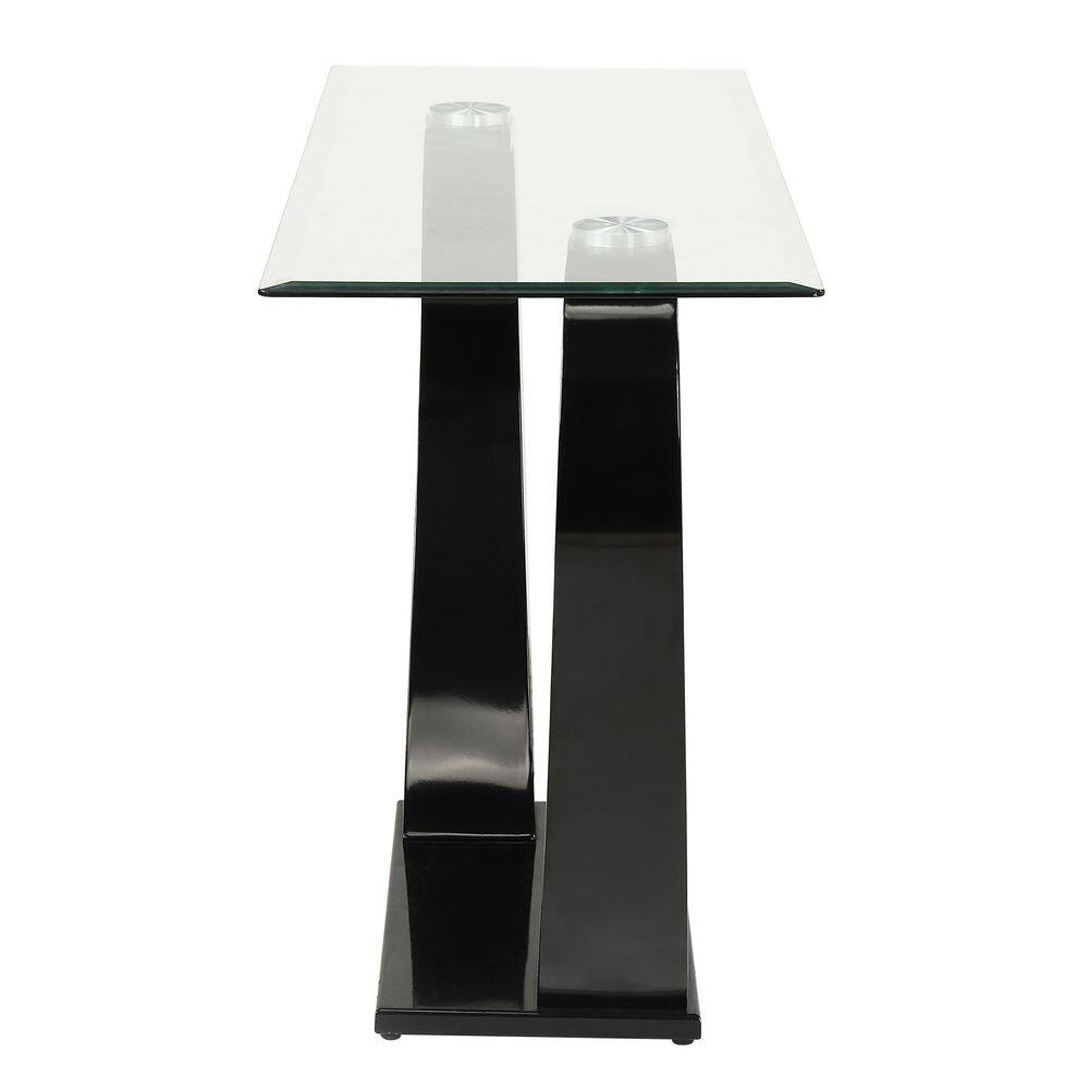 Furniture of America Tafthall 48 in. Black Rectangle Glass Console Table