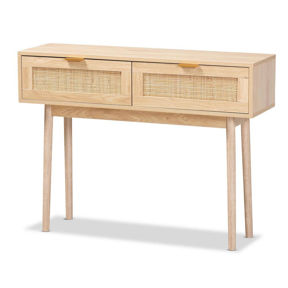 Baxton Studio Baird 39.4 in. Oak Brown Rectangle Wood Console Table